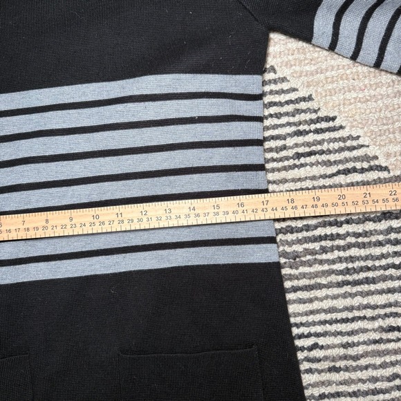 Eliza J Sweater Dress M Black Gray Green Stripe‎ 3/4 Sleeve Knit Pockets - Picture 10 of 12
